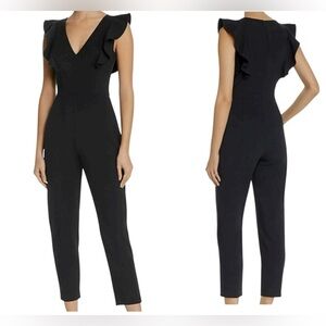 Black Halo Deklyn Black‎ Sleeveless V Neck Jumpsuit Sz 6 Cocktail Office Preppy